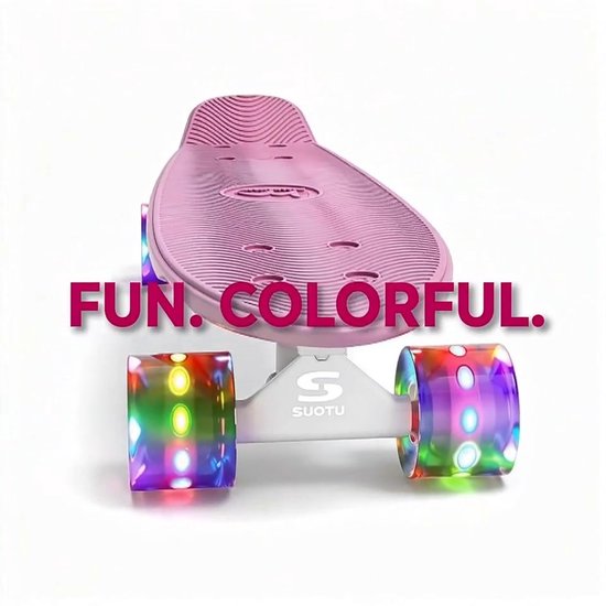 Suotu Skateboard - Wielen met LED-verlichting - ABEC-9 - Tot 50 kg - Skateboard Meisjes/jongens – Skateboard Volwassenen - Roze