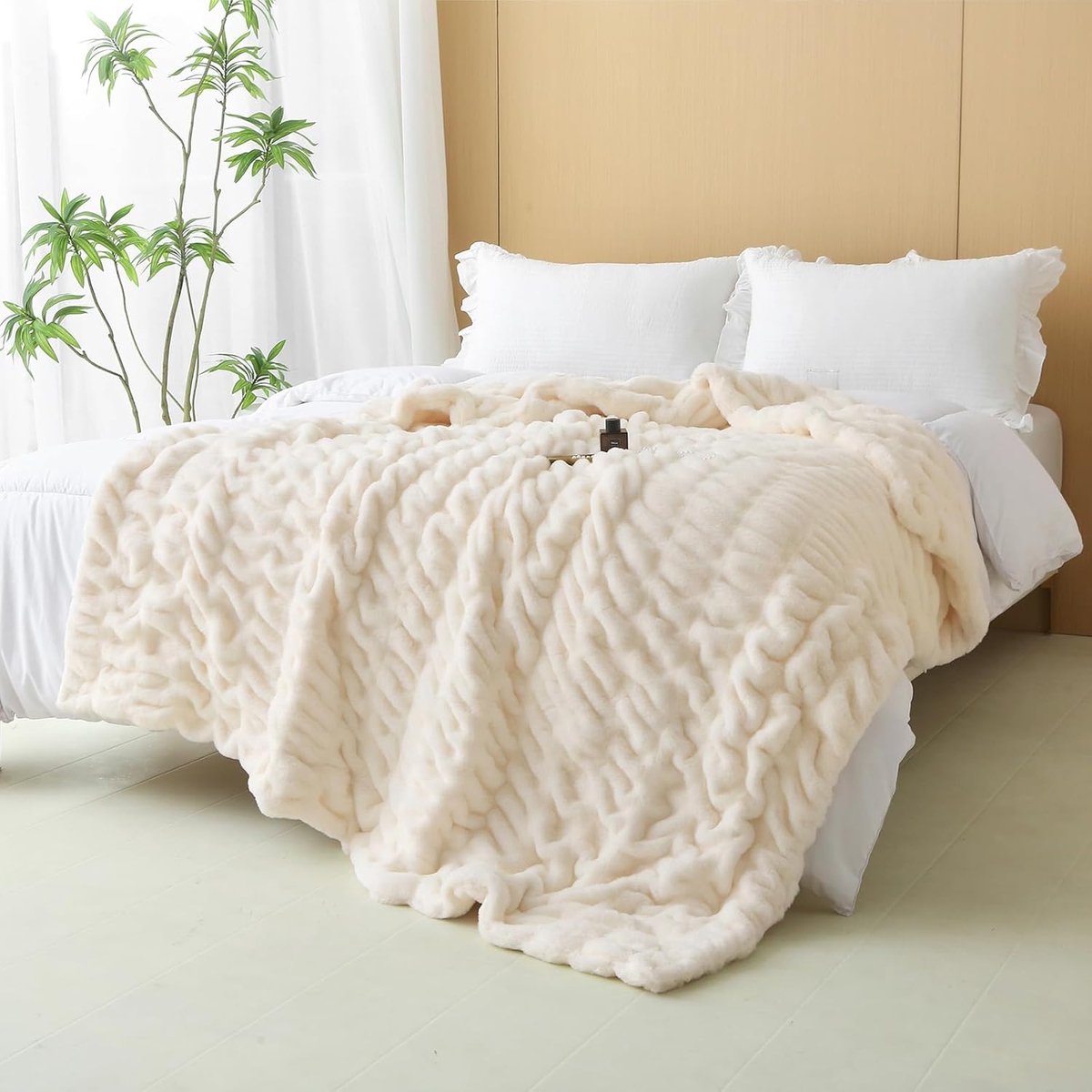 Luxe Omkeerbare Deken van Imitatiekonijnenbont – Warm en Gezellig voor Bed en Sofa (130 x 150 cm)