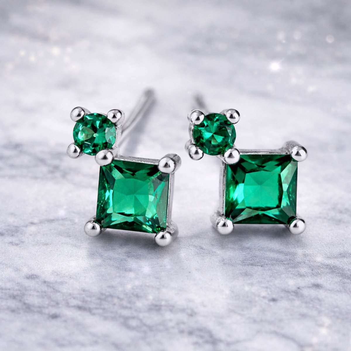 Brendoe Oorstekers Groene Steentjes – 925 Sterling Zilver – Zirkoon – Dames Oorbellen