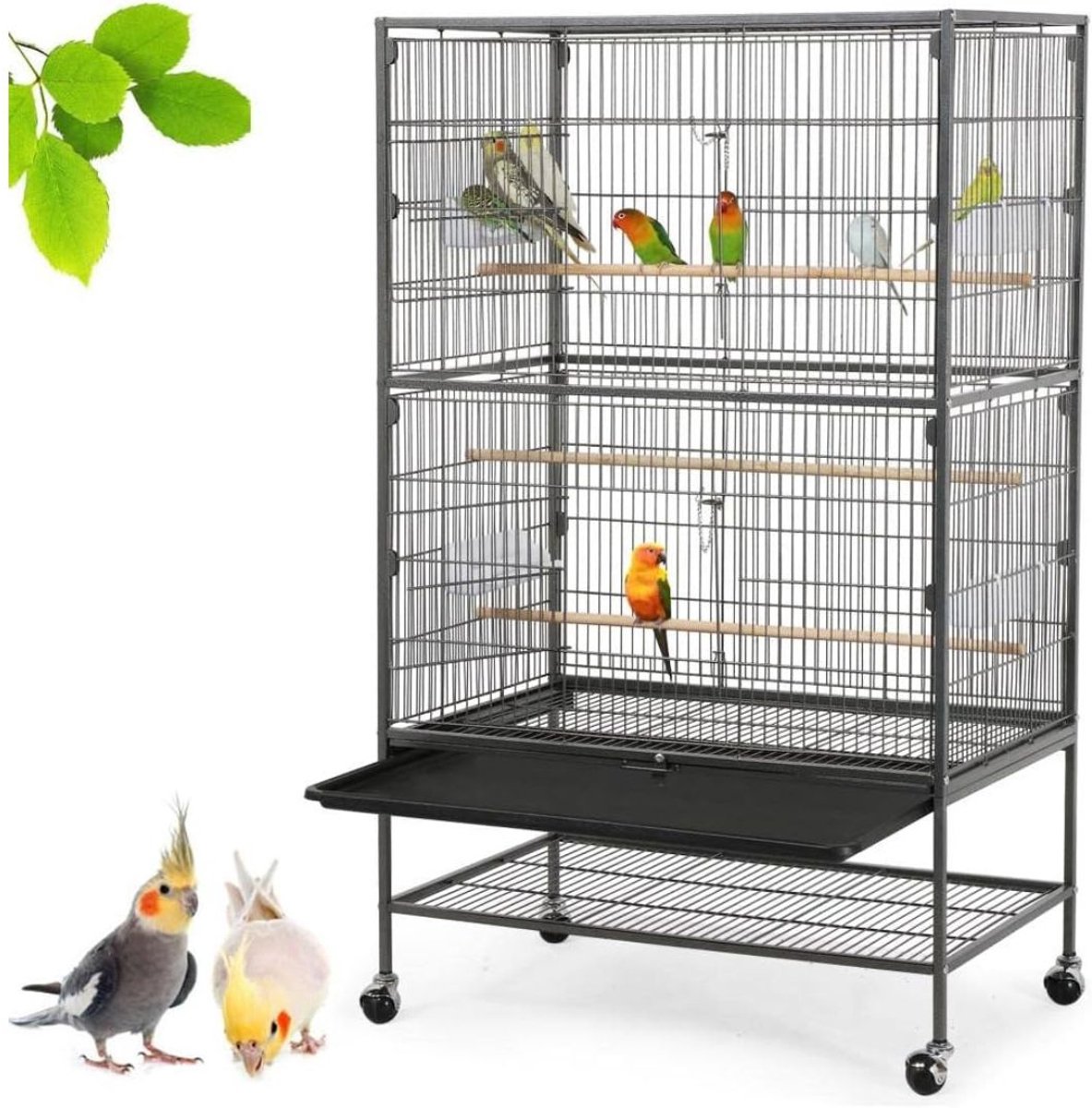 DYNA® Kamervoliere - Vogelvoliere - Voliere - Zwart - 79cm x 52cm x 132cm