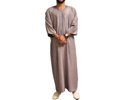 Taupe Kandora Qamis Abaya - Marokkaanse traditionele Djellaba/kandora
