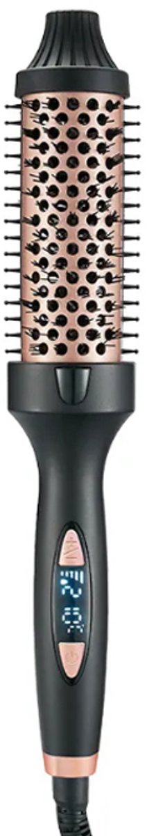 KZQ Professionele Thermoborstel, Krultang en Stijltang met Negatieve Ionentechnologie, Ceramisch Toermalijn, Temperatuurstanden met LCD, Anti-Frizz, Anti-klit, Lichtgewicht, Anti-verbranding, voor Thuis en Reizen Zwart