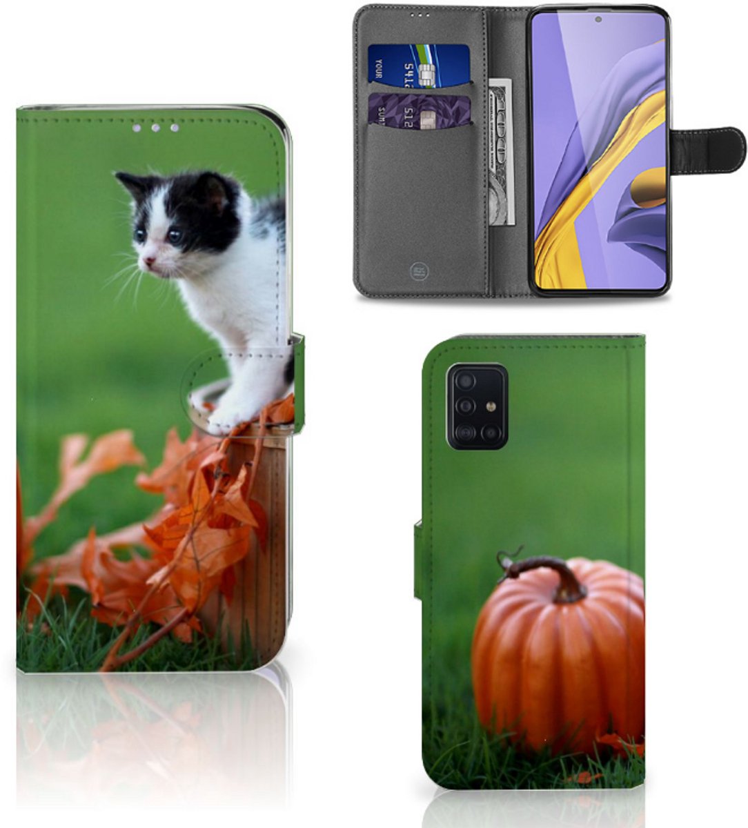 Samsung Galaxy A51 Telefoonhoesje met Pasjes Kitten
