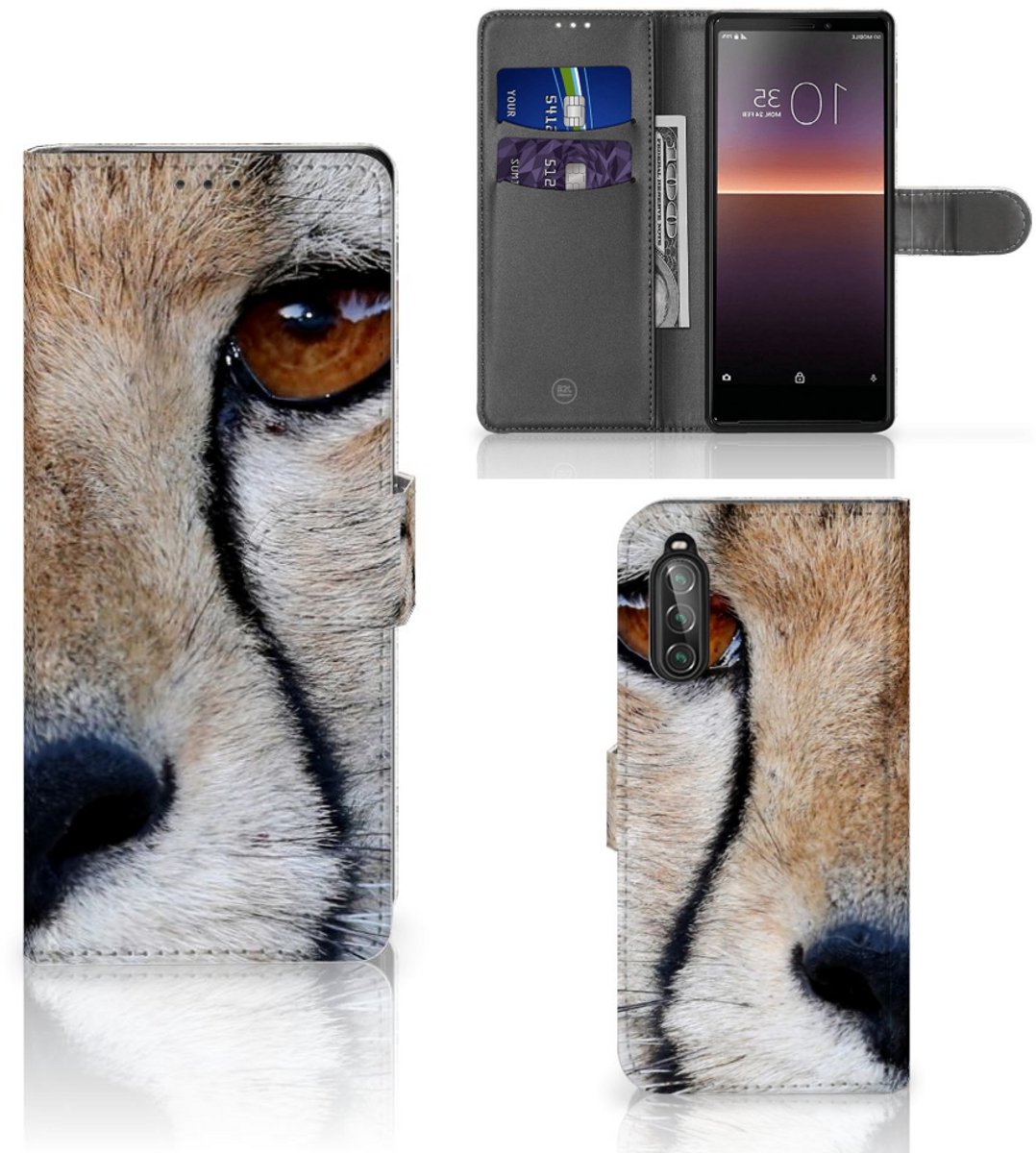 Book Case voor Sony Xperia 10 II Telefoonhoesje met Pasjes Cheetah