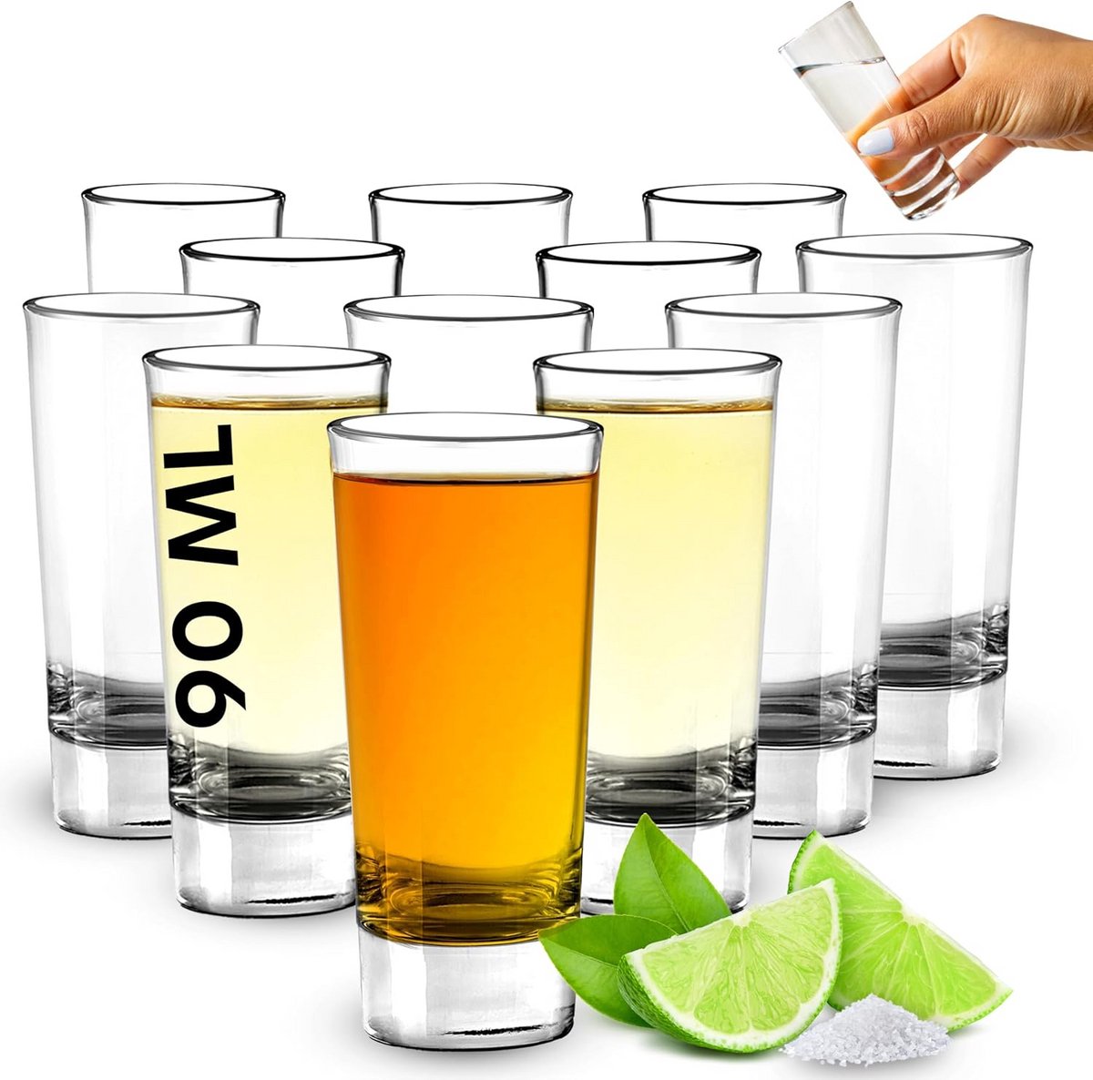 Transparante Hoge Shotglazen - 90ml / 3oz - 12-pack Herbruikbare Shotglazen voor Drankjes