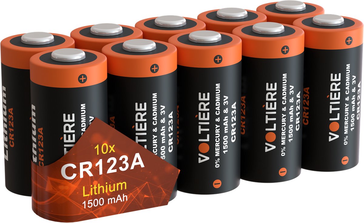 Voltière Lithium CR123A batterij - CR123 - CR123a 3V Batterij - 10 stuks