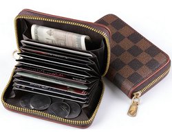 Portemonnee dames - 2 Stuks - Mini Dames Portemonnee - Met Anti Skim - Bescherming tegen Elektronisch Diefstal - Portefeuille dames - Pasjeshouder -Creditcardhouder - Mapje voor pasjes - Bankpashouder - Card holder - Card wallet - Bruin