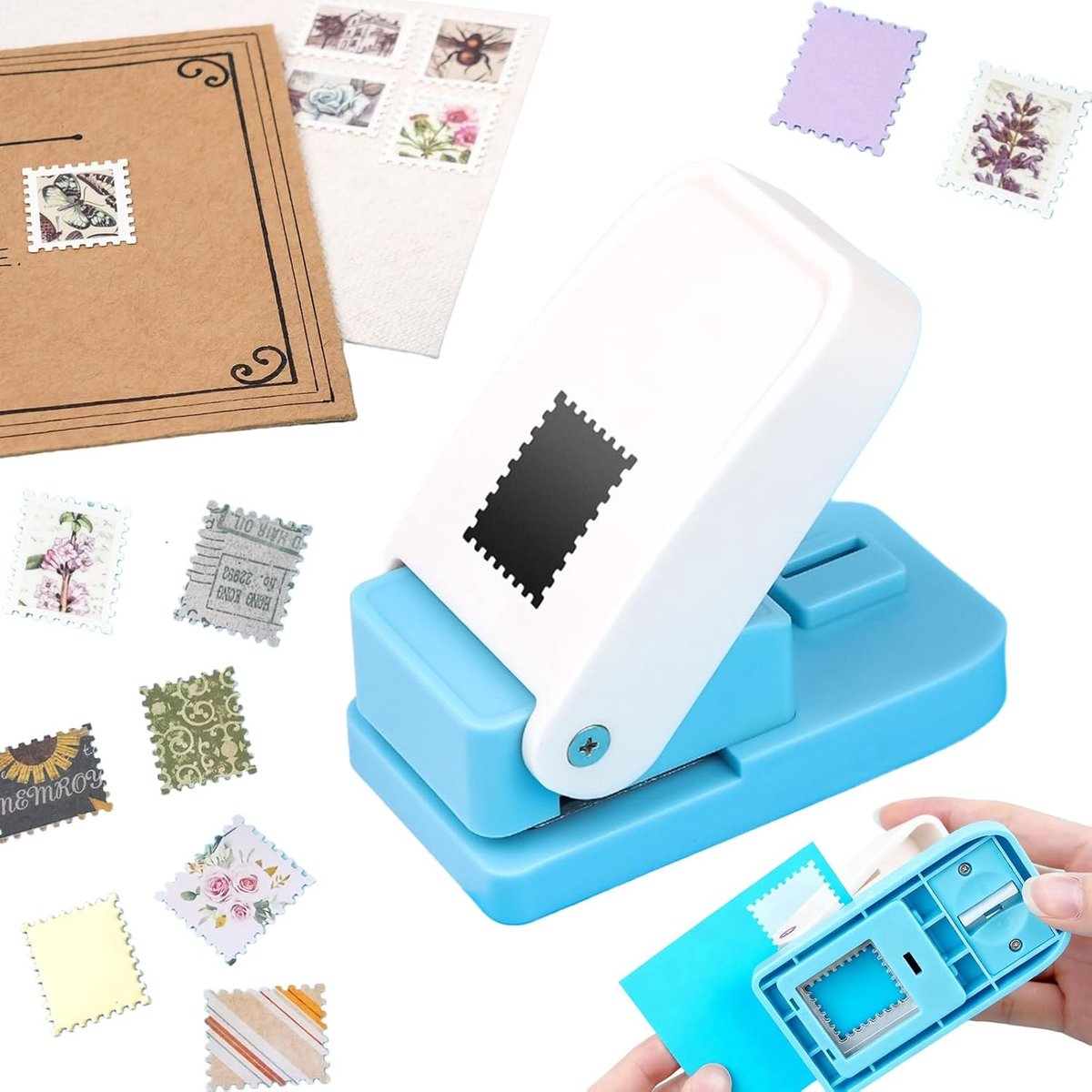 Postzegel Vorm Pons - Vierkante perforator - Papierpons - Papiersnijders - Kaartenmaken - DIY Knutselen - Stempelvormige snijder - Voor Kunstprojecten Handwerken Kaarten Maken Briefomslagen Scrapbooking Karton Klaslokaal