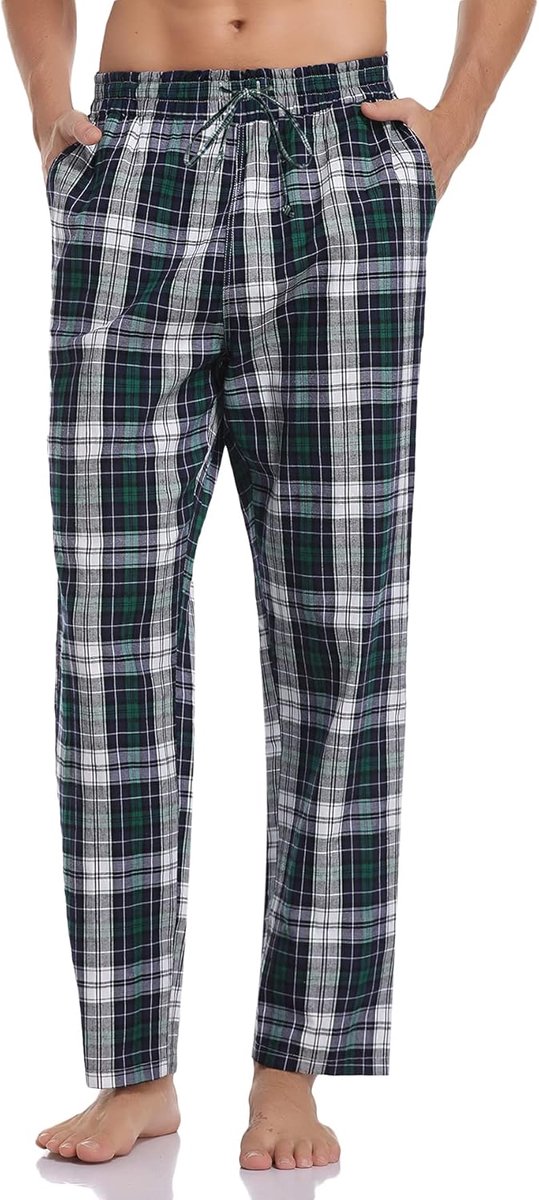 Lange geruite katoen pyjamabroek voor heren - comfortabele slaap- en vrijetijdsbroek