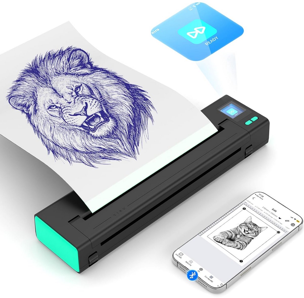 Draagbare Tattoo Stencil Printer Met LED-Display & Bluetooth Verbinding - 2500 mAh, Inclusief 10 Transferpapieren