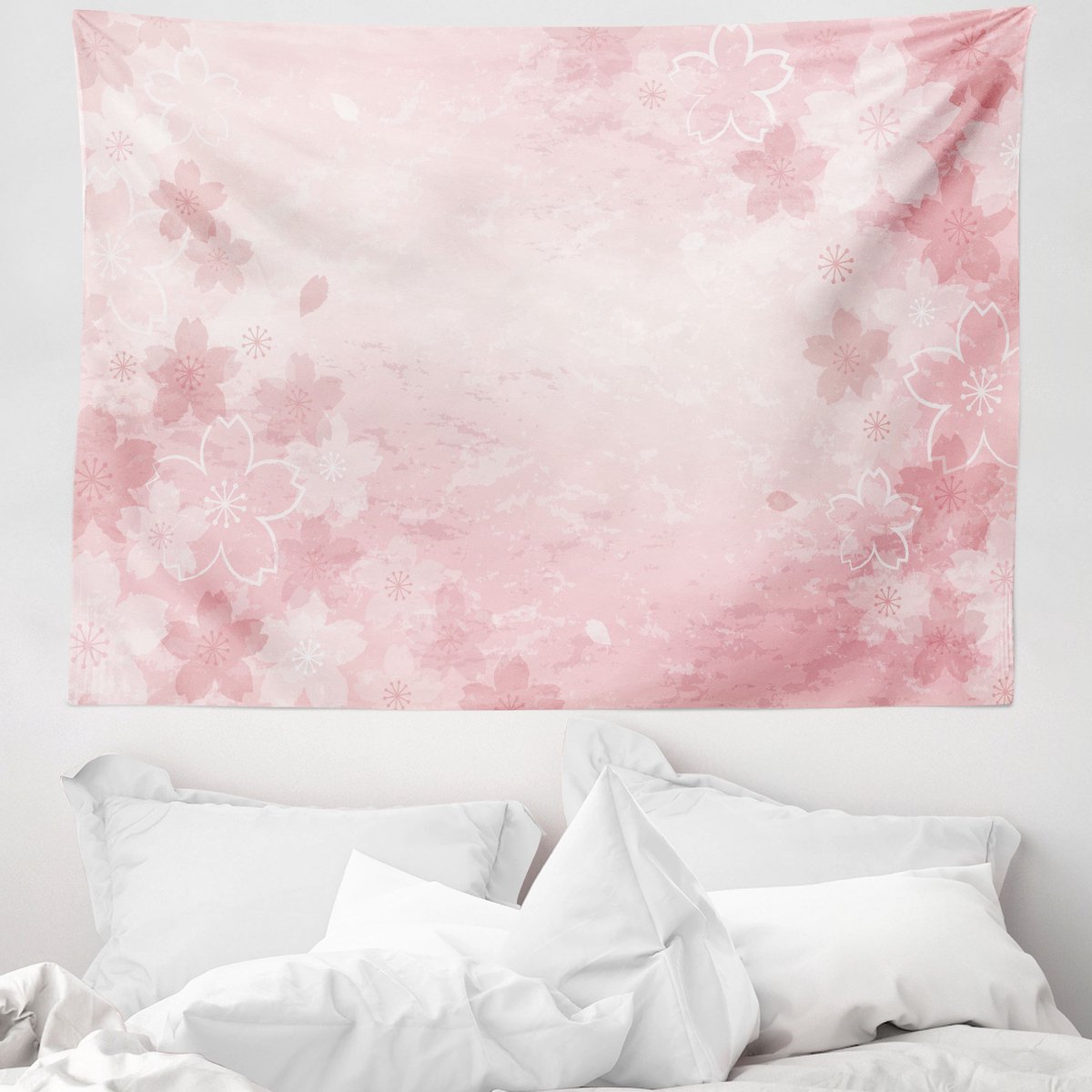ABAKUHAUS Natuurtapijt en sprei, kersenbloesem bloemenkunst, 150 x 110 cm, roze