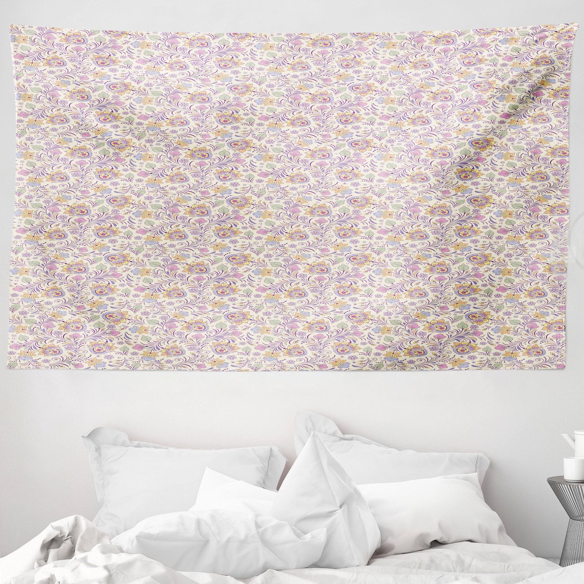 ABAKUHAUS Tuinwandtapijt en sprei, Pastel Lente Natuur, 230 x 140 cm, Roze