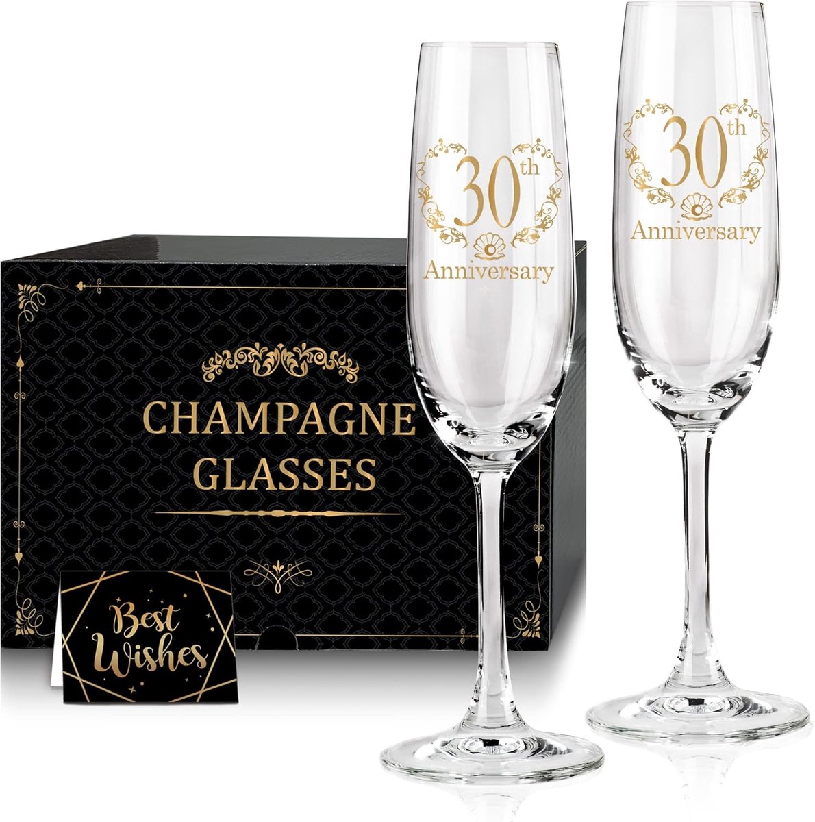 30e huwelijksverjaardag champagnefluiten - set van 2 glazen voor koppels