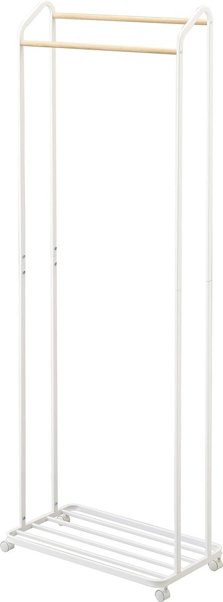 Kledinghanger met Wielen van Staal en Hout - Wit - 67 x 35 x 172,5 cm