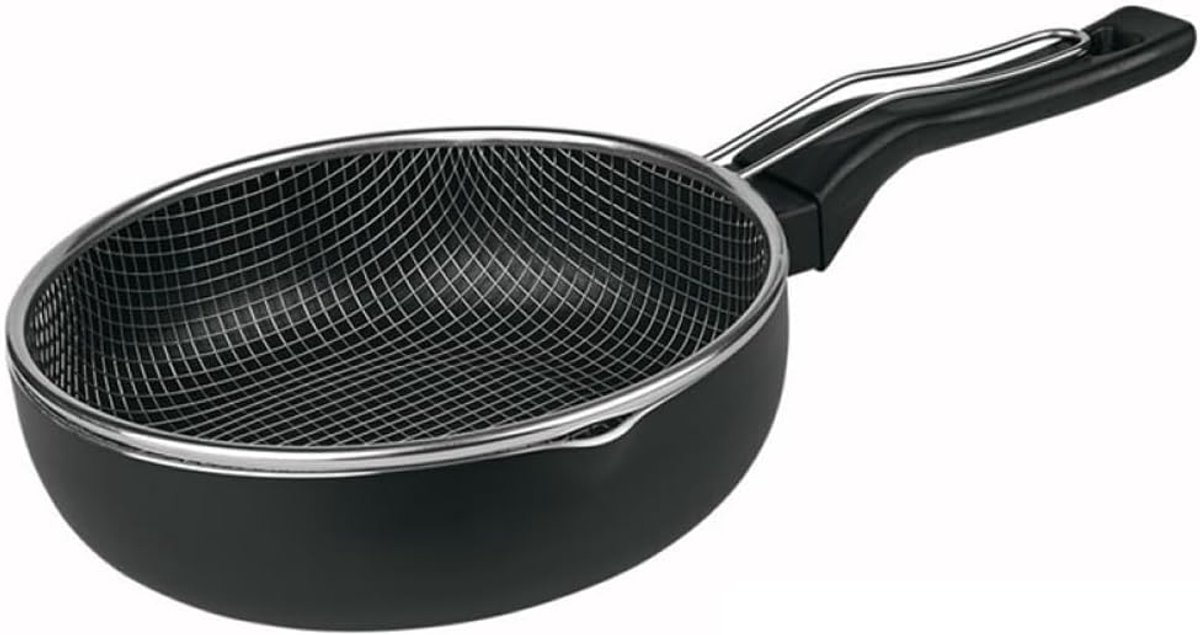 Diepe Pan met Mand voor Inductie - 26 cm Zwart Wok Pan