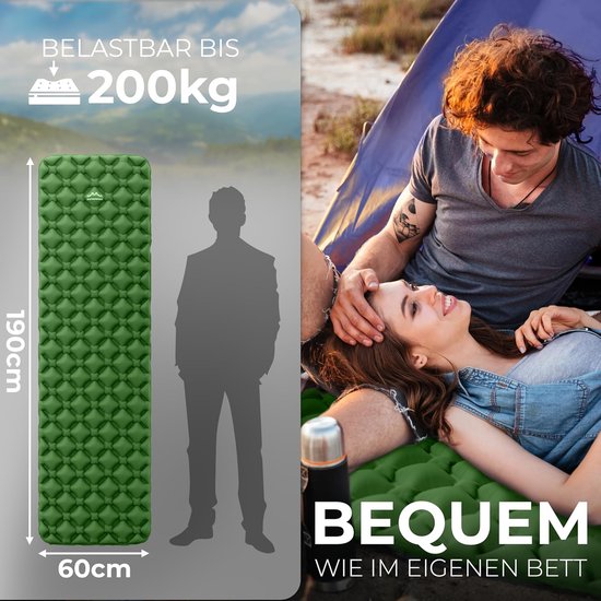 Ultralichte luchtmatras voor kamperen, wandelen en backpacken - compact en opblaasbaar — afbeelding 4