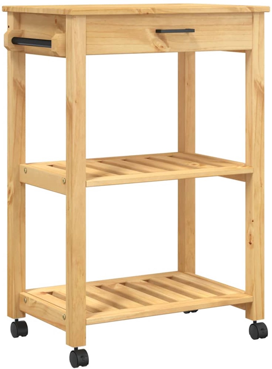 vidaXL - Keukentrolley - MONZA - 60x40x88,5 - cm - massief - grenenhout