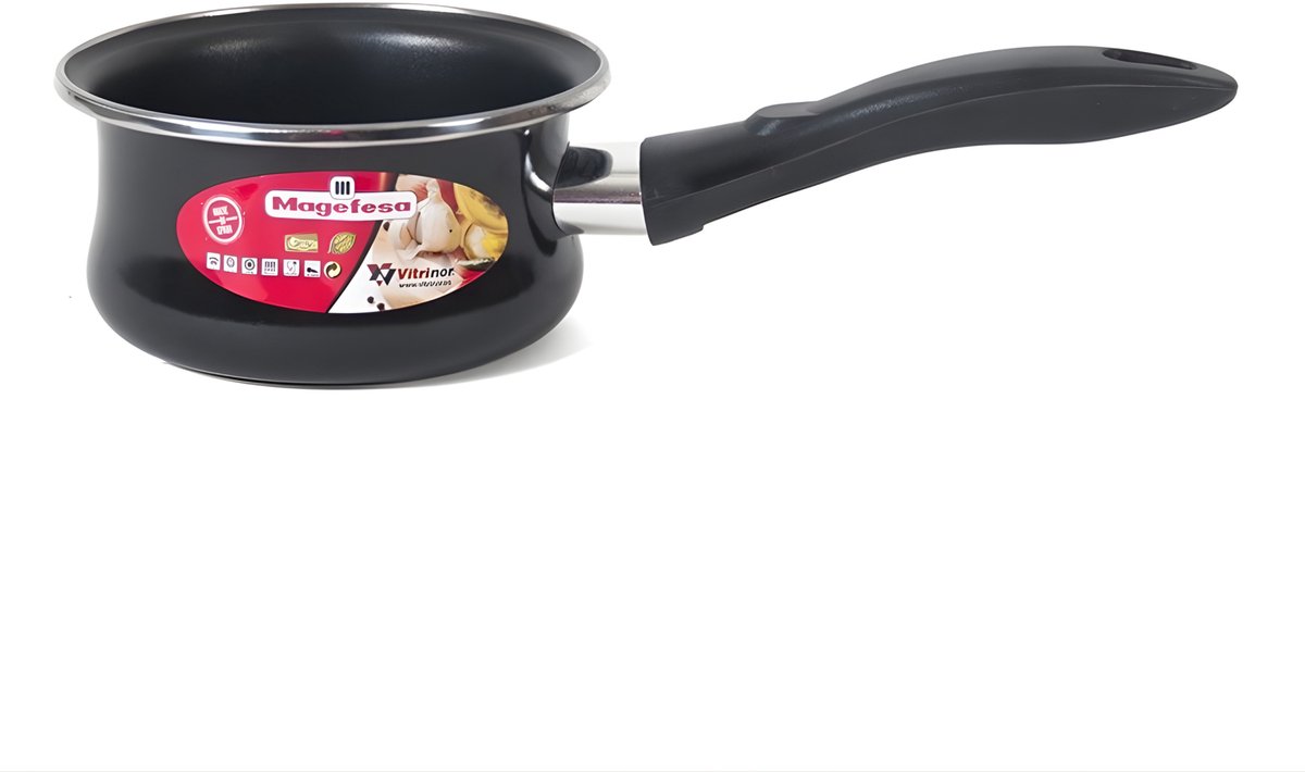 Steelpan - D16 cm - zwart - 2L - anti aanbaklaag - sauspan/juspan - pannen