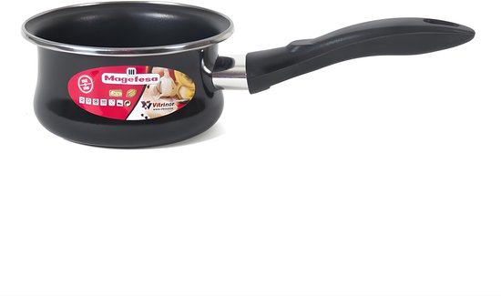 Steelpan - D16 cm - zwart - 2L - anti aanbaklaag - sauspan/juspan - pannen