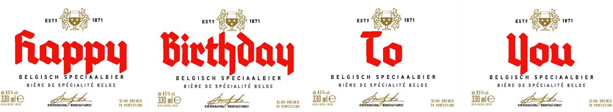 Duvel Bier etiketten 'Happy Birthday To You' - Waterafstotende Vinyl bier sticker - Verjaardagscadeau - 4 stuks