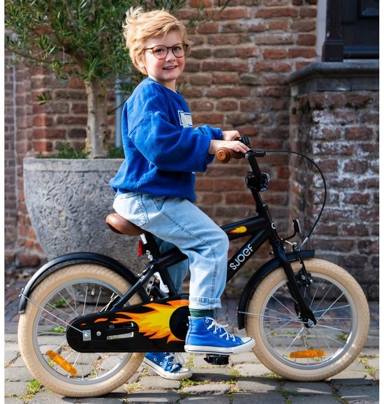 SJOEF Cruise Jongensfiets 12 inch Mat Zwart - Kinderfiets met zijwieltjes - Leeftijd 2, 3 & 4 jaar - Kledingmaat 90-105 - Fiets 12 inch van SJOEF — afbeelding 4