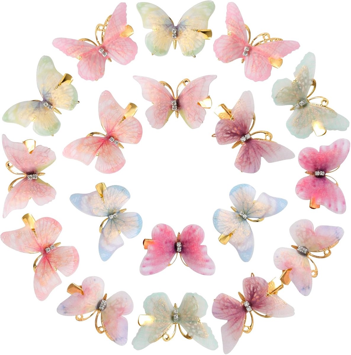Vlinderhaarspelden voor meisjes - 18 stuks Haaraccessoires in Roze