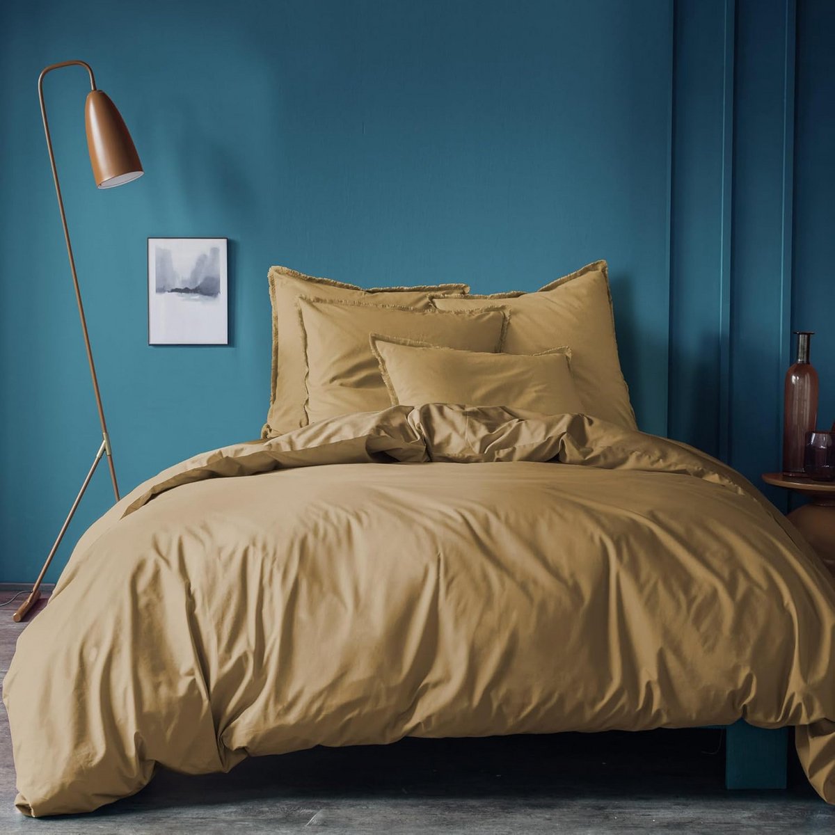 Beddengoed voor tweepersoonsbed van 100% gewassen katoen - dekbedovertrek 240 x 220 cm + 2