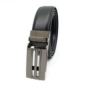 Split-Lederen Heren Riem automatische gesp -Zwart - Verstelbare Riem zonder Gaatjes ,130cm One Size, Stripe