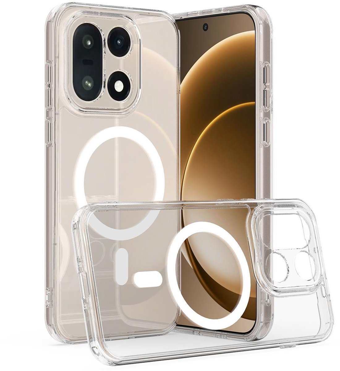 Mobigear Doorzichtig Hoesje geschikt voor OnePlus 15 MagSafe Telefoonhoesje Hardcase | Mobigear Crystal Backcover | Geschikt voor MagSafe | Geschikt voor Draadloos Opladen met Magnetische Ring | Geschikt voor MagSafe Case - Transparant