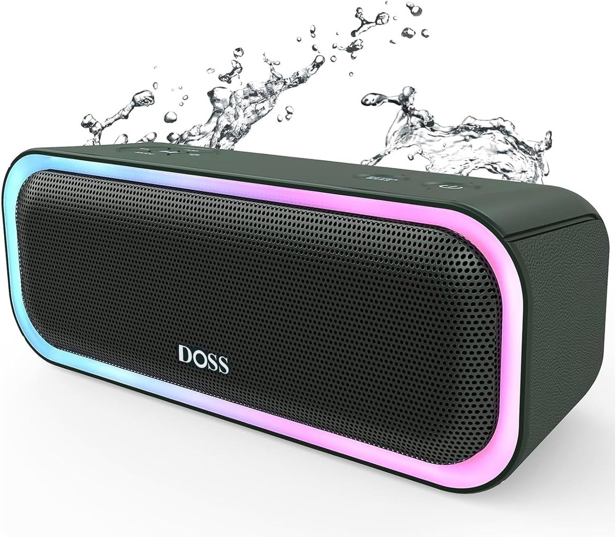Bluetooth-luidspreker met 20W stereogeluid en extra bas, waterdicht, 20 uur batterijduur, kleurrijk licht voor buiten en binnen
