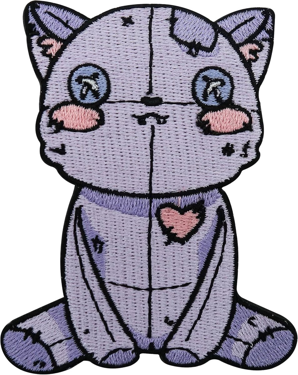 Strijkpatch 7 levens kat - Voodoo Gothic Kat design