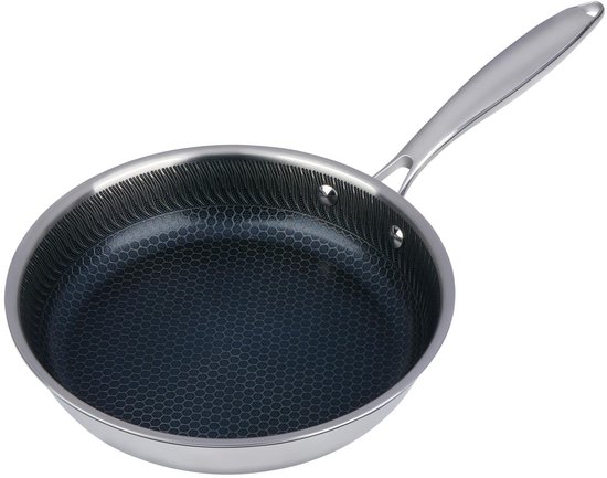 alpina Koekenpan Ø20 cm – Koekenpan met Honingraat Antiaanbaklaag – Geschikt voor Inductie – RVS Handgreep