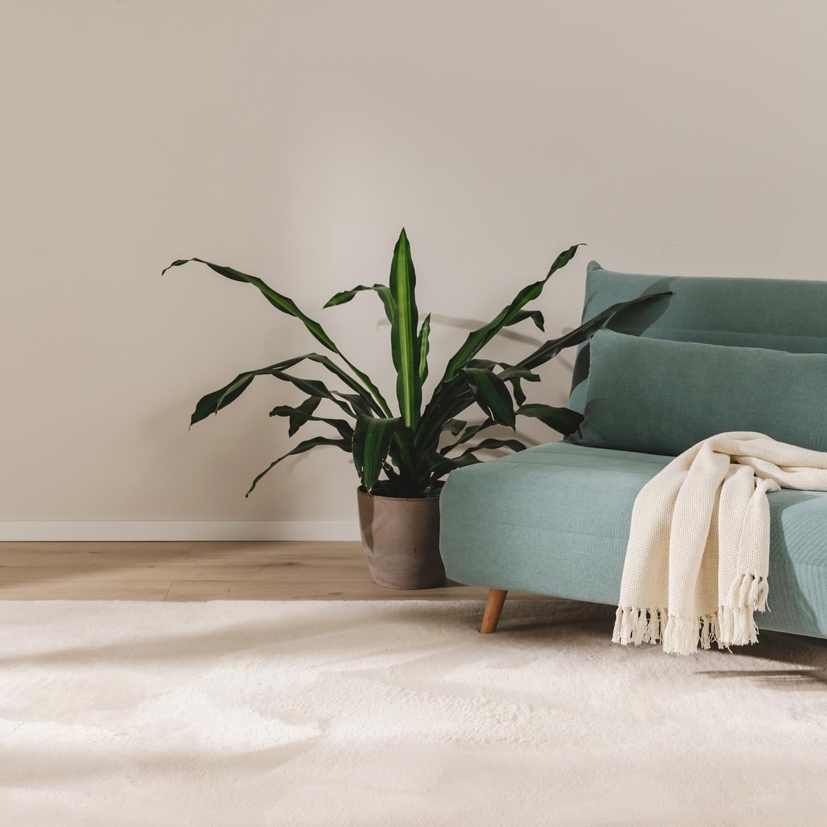 Zacht Beige Vloerkleed - Furry 60x120 cm - Kunstvezel - Antislip - Wasbaar - Geschikt voor