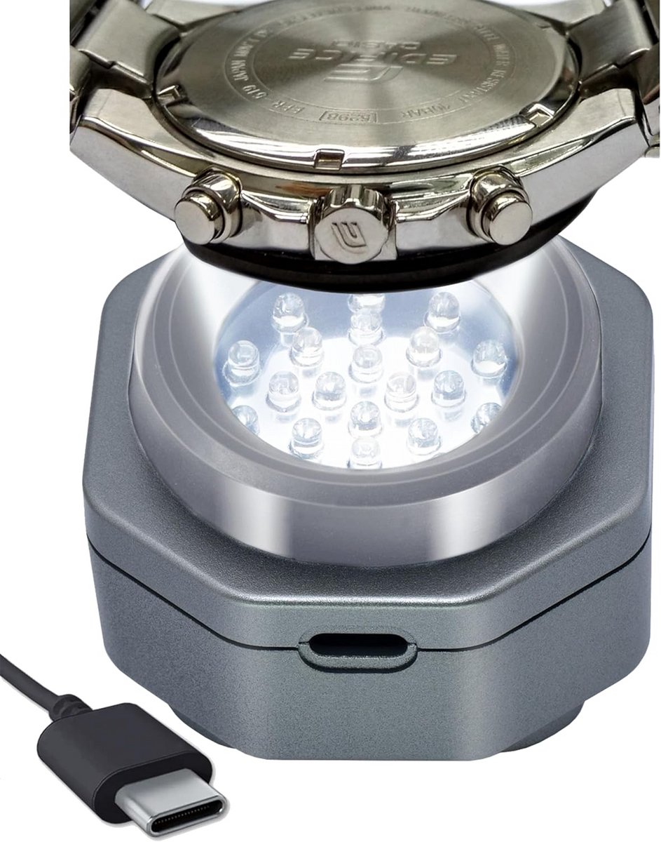 Type-C UV gratis zonne-horloge snellader voor mannen - draagbare batterijlader voor eco zonne-horloges