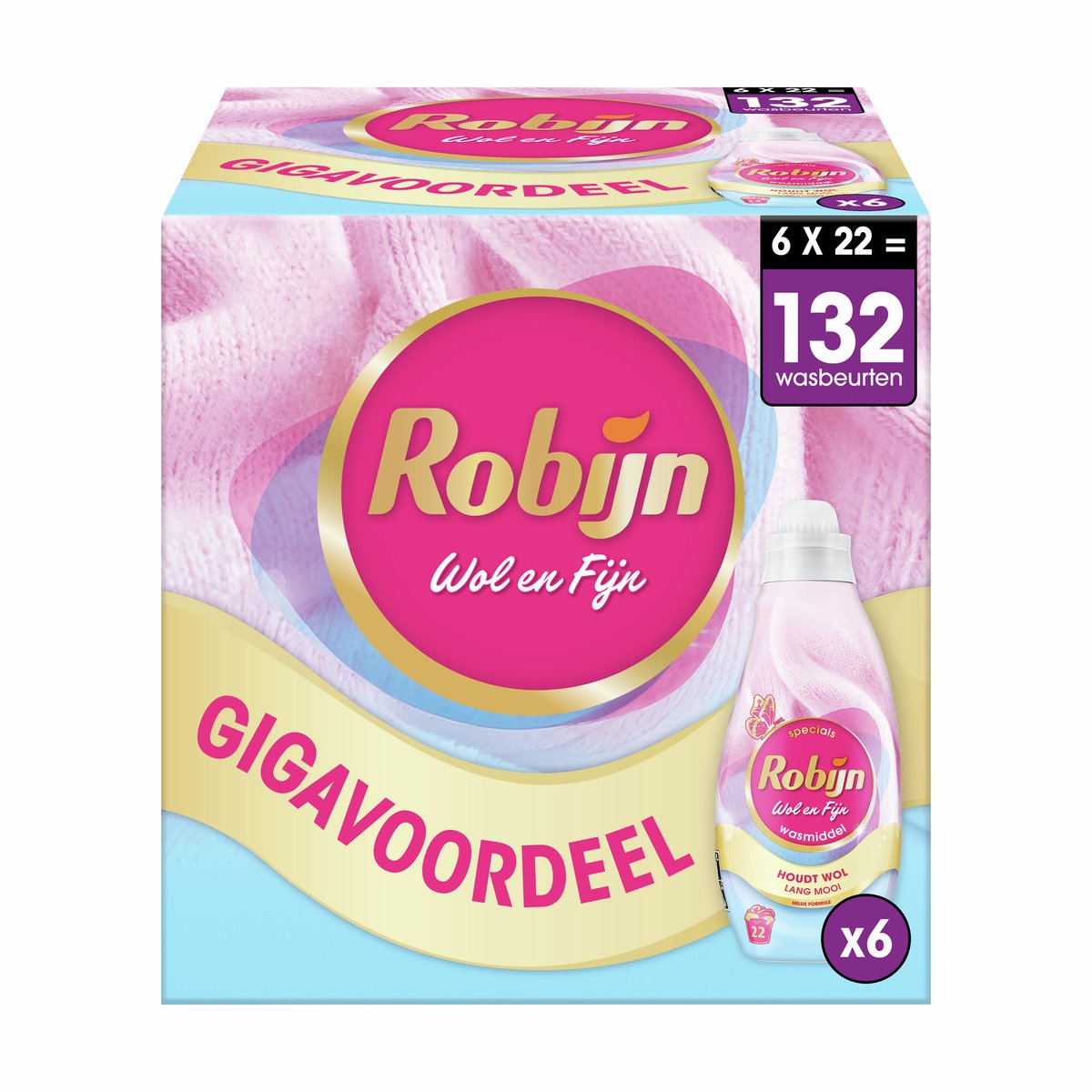 Robijn specials vloeibaar wasmiddel - wol & fijn - 6 x 22 wasbeurten