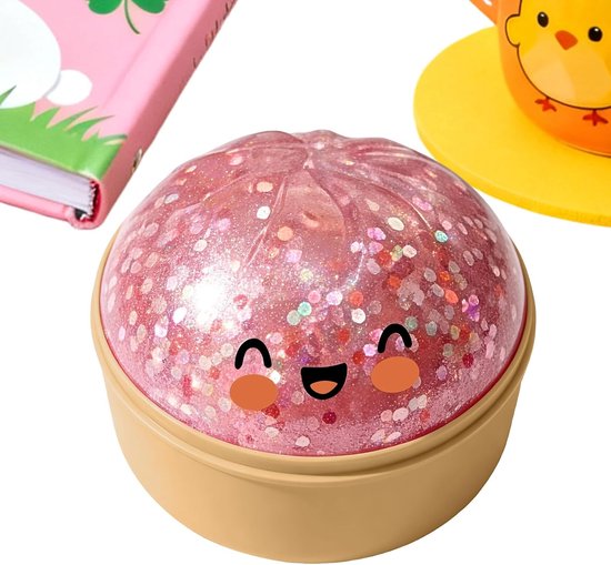Giant Dumpling Squishy Toy - Jouet anti-stress - Doux - Fidget Squishy - Non collant - anxiété - pour adultes et enfants - Version améliorée - 1 Rose transparent
