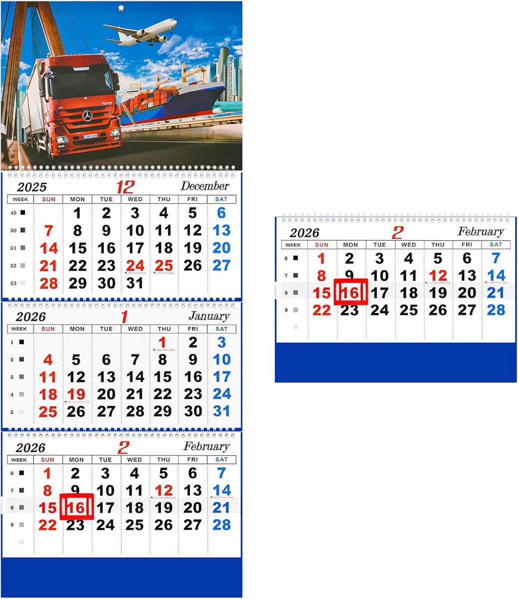 Deluxe 3-Zijdige Display Maandkalender - 12 Academische Schema's Maandplanner