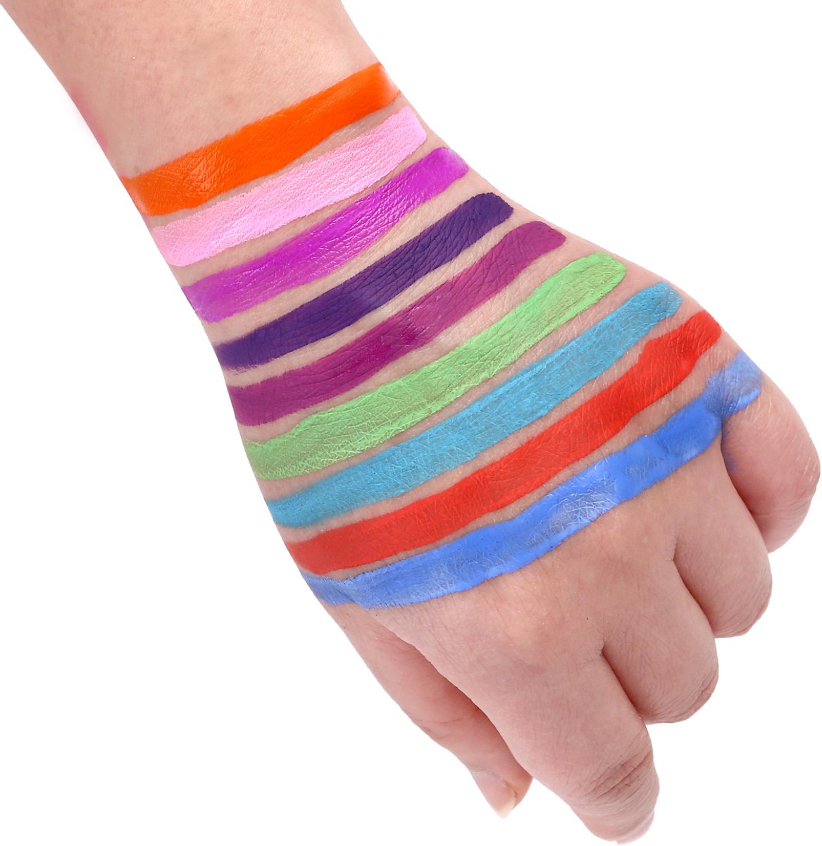Schminkset op Waterbasis - 18 Kleuren - Schmink voor Kinderen & Volwassenen met 10 Penselen - Veilig & Gifvrij - Cadeau voor Verjaardag & Feestdagen — afbeelding 8