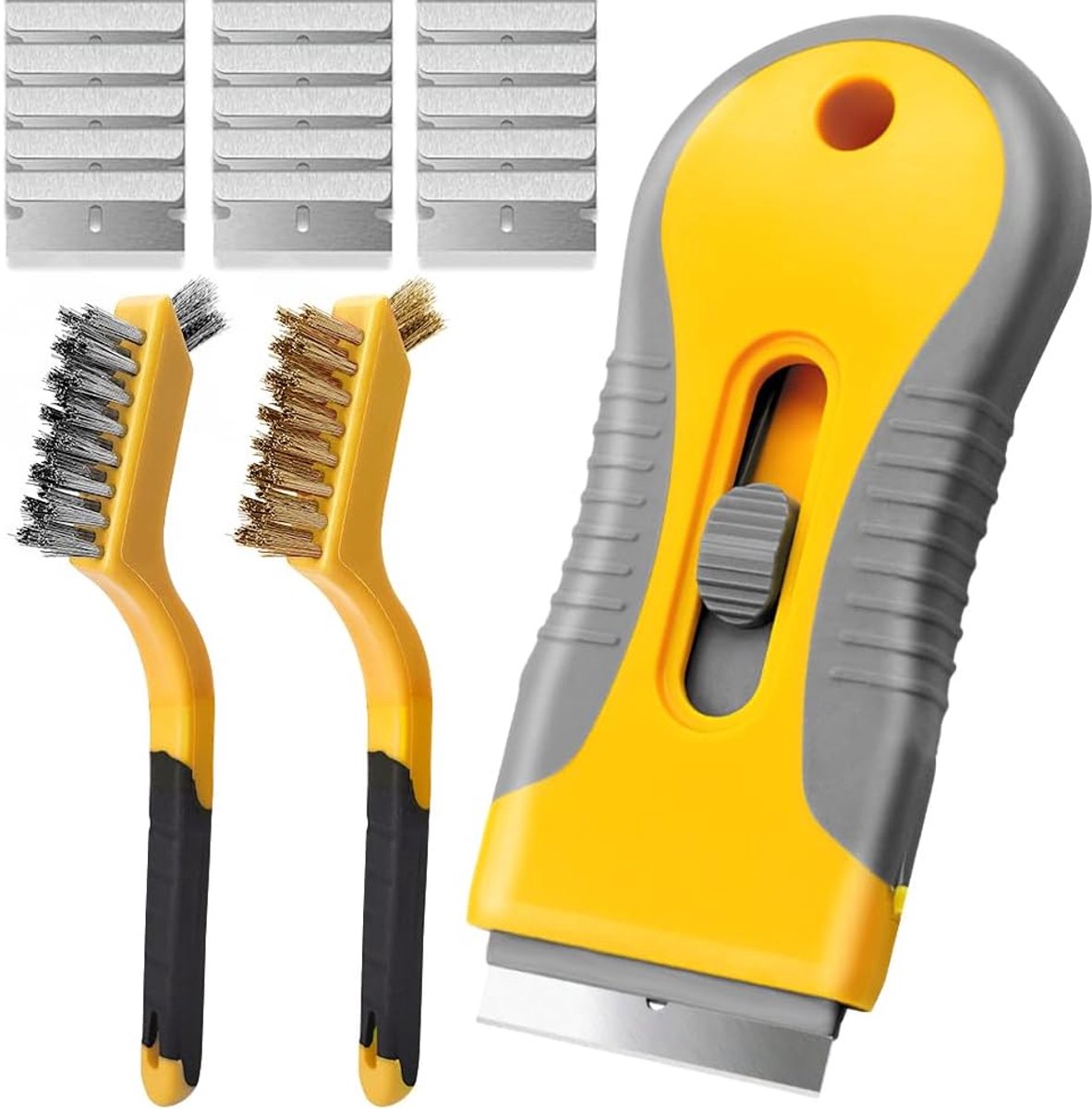 Kookplaat Reiniging Tool Set met Krasbestendige RVS Borstels en Reservebladen
