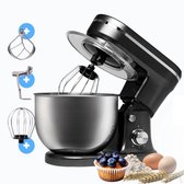 BluMill Keukenmachine - RVS - 6 Snelheden - Keukenmachine met kom - 5 Liter - met Accessoires - 1200W - Zwart Chrome