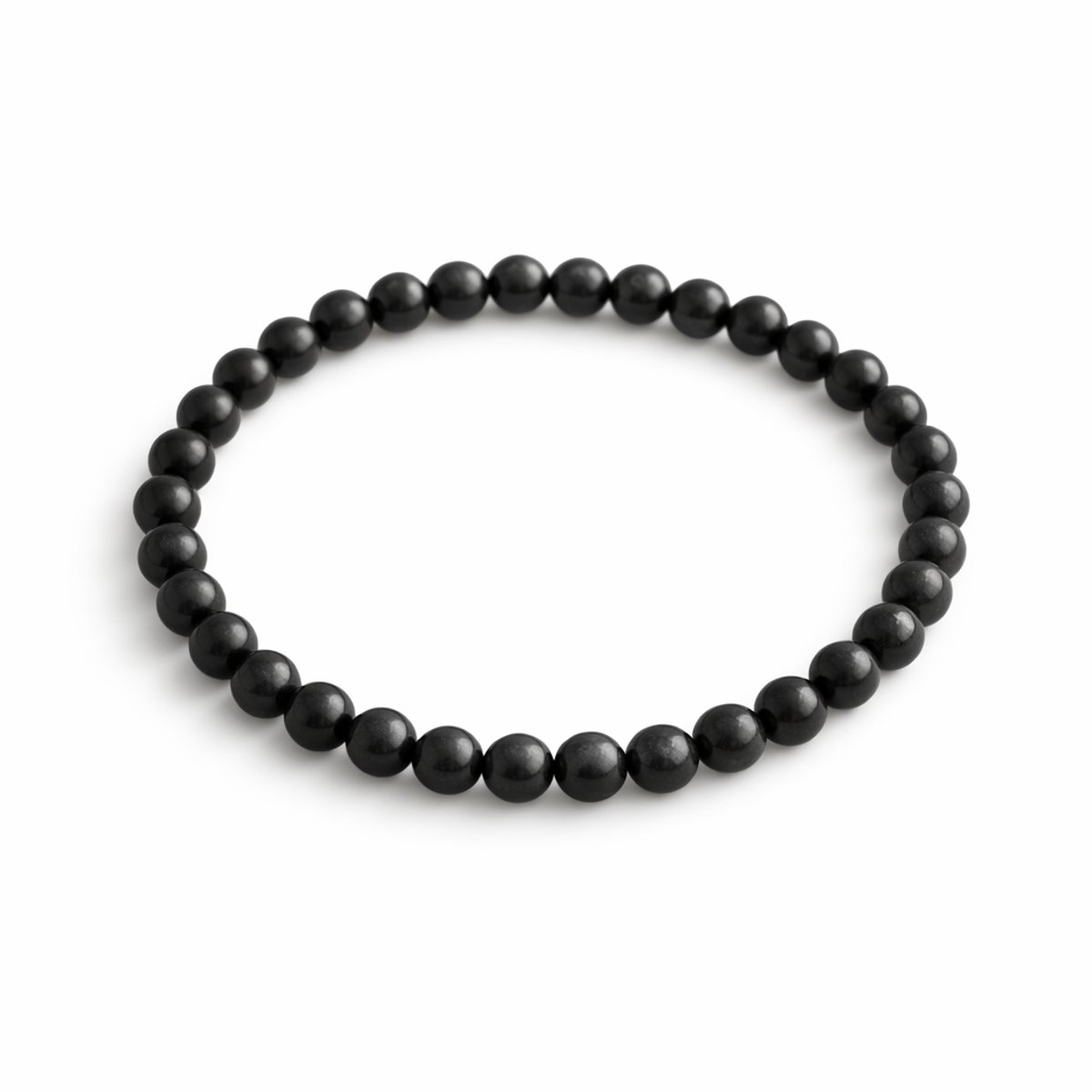 Shungiet Armband – 6 mm Kralen – Ø 17 cm – Zwarte Natuursteen Armband – Edelsteen Armband voor Dames en Heren
