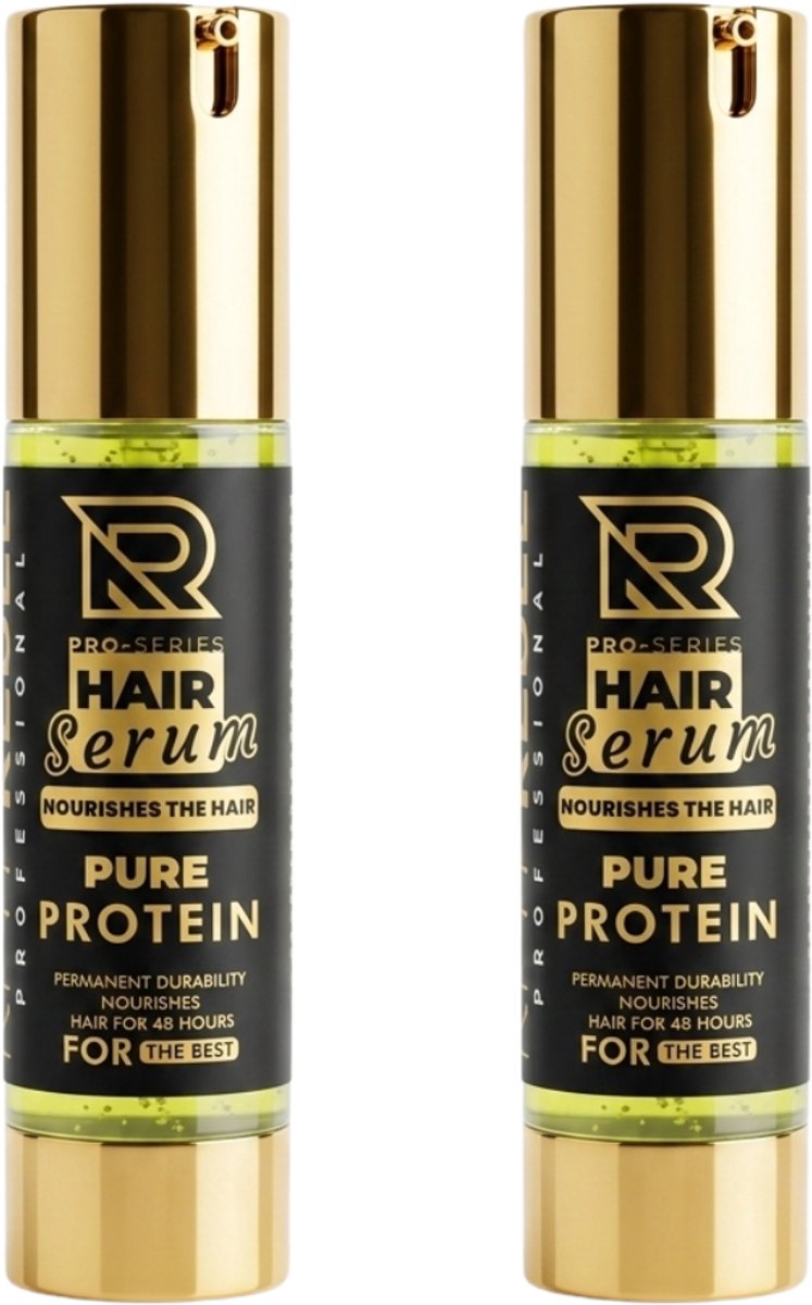 New Rebel Hair Serum Pure Protein – Voedend Haarserum – Tegen Kroes & Beschadigd Haar – 2 x 50 ml + 2 Ronde Haarborstels – Pro Series