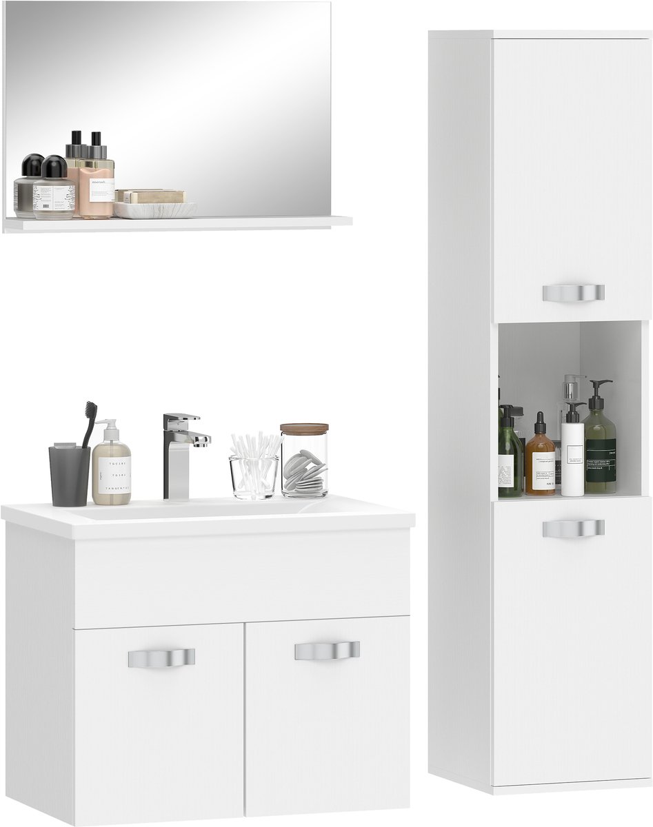 Kleankin Badkamermeubelset - Spaanplaat - 30x30x131,5cm - Wit