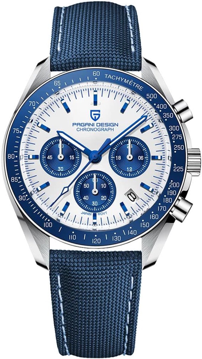 Heren Chronograaf Horloge met Waterdichte Roestvrijstalen Behuizing en Nylon Band