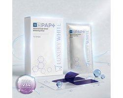 Luxury White - V34 X PAP+ Whitening Strips - Dual Action - Tandenblekers - Witte Tanden bleken - Teeth Whitening Strips - White Strips - Cresting Formula - Tandenbleekset - Tandenbleek Set - Whitestrips - Pure Ingrediënten - Luxe Smile - 14 Paar