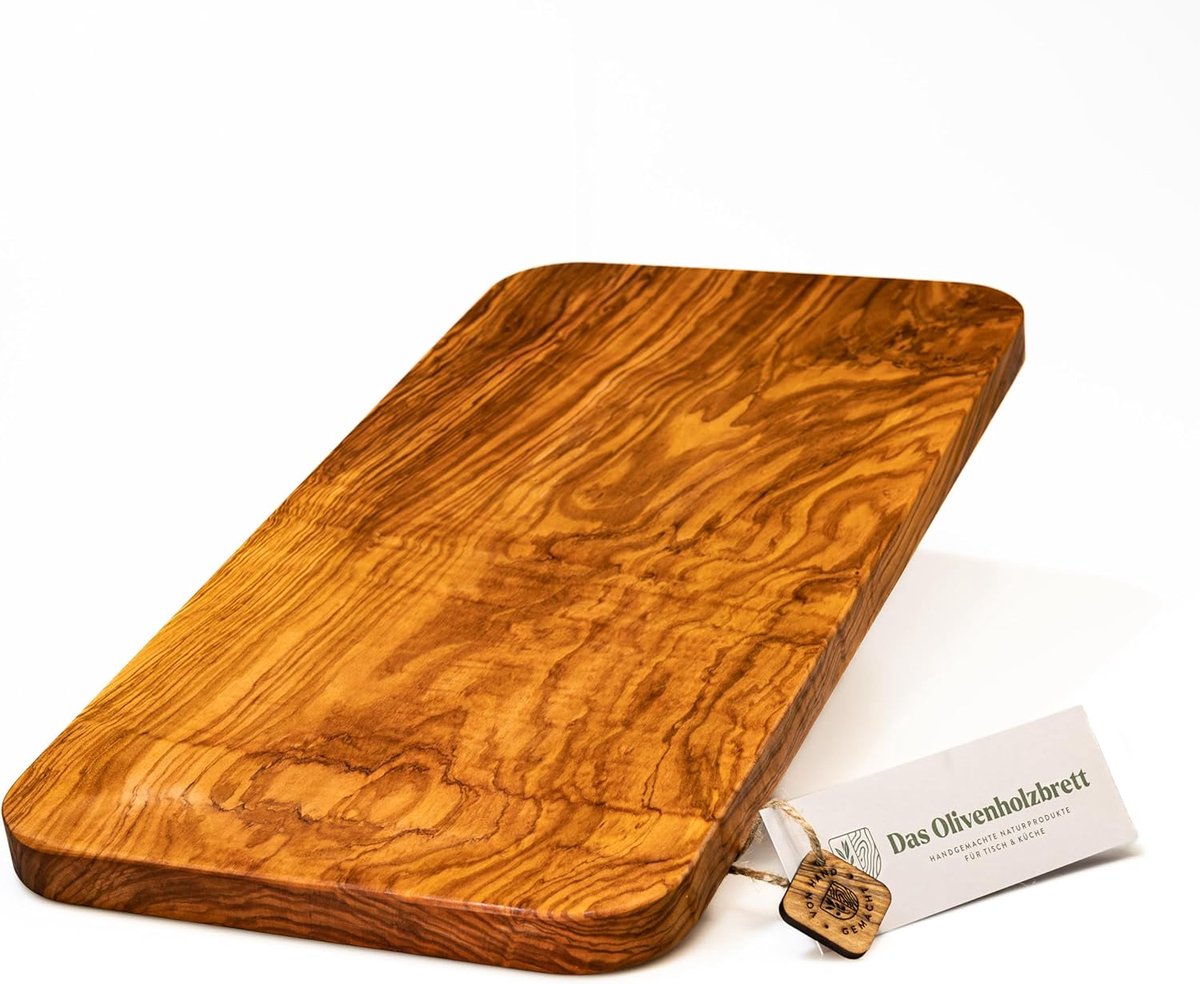 Luxe Houten Snijplank van Olijfhout (50x25 cm) met Afgeronde Hoeken