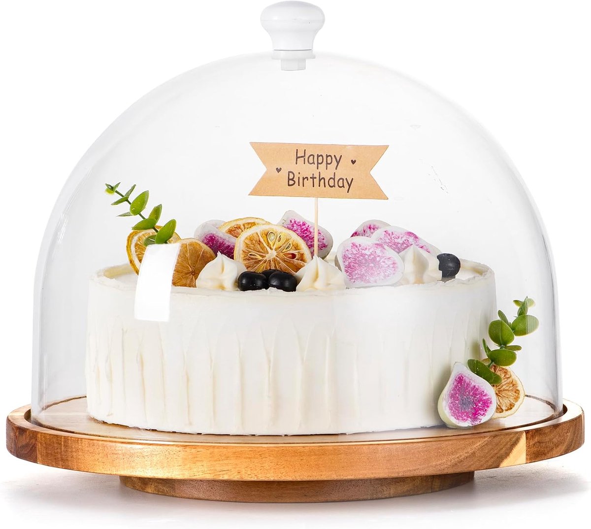 Houten Taartplateau met Acryl Stofddek voor Desserts en Borrelplank