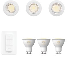 Philips Hue Peridot Set van 3 Inbouwspots (Wit) – Rond – Richtbaar – GU10 – Warm tot Koelwit Licht – Incl. Hue Dimmer Switch – Hue White Ambiance