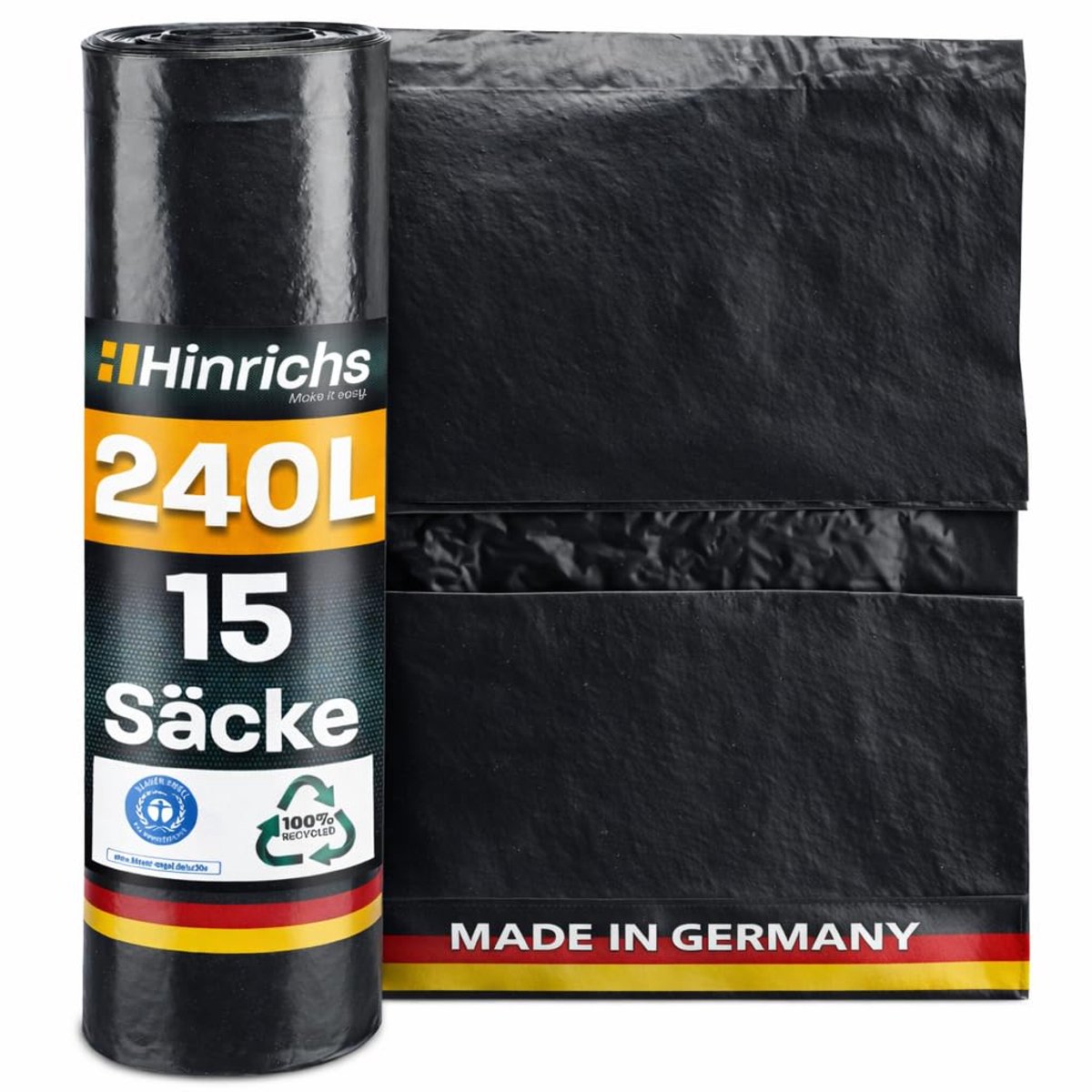 Afvalzakken - Extra Sterk - 240L - 100x125 cm - Zwart - 15 Stuks