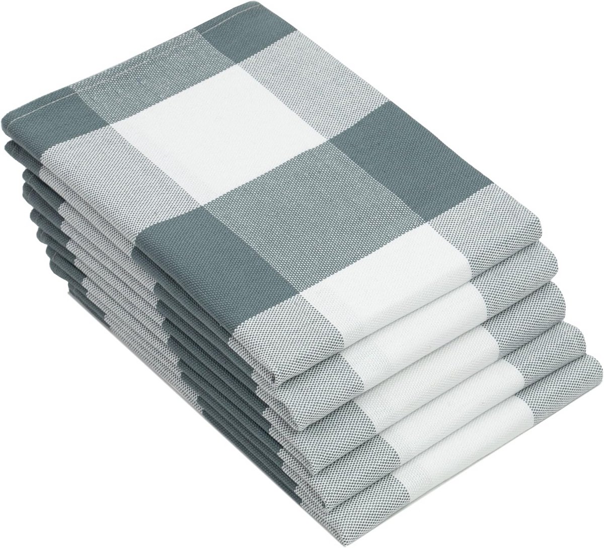 Set van 5 antraciet witte theedoeken (50x70 cm)